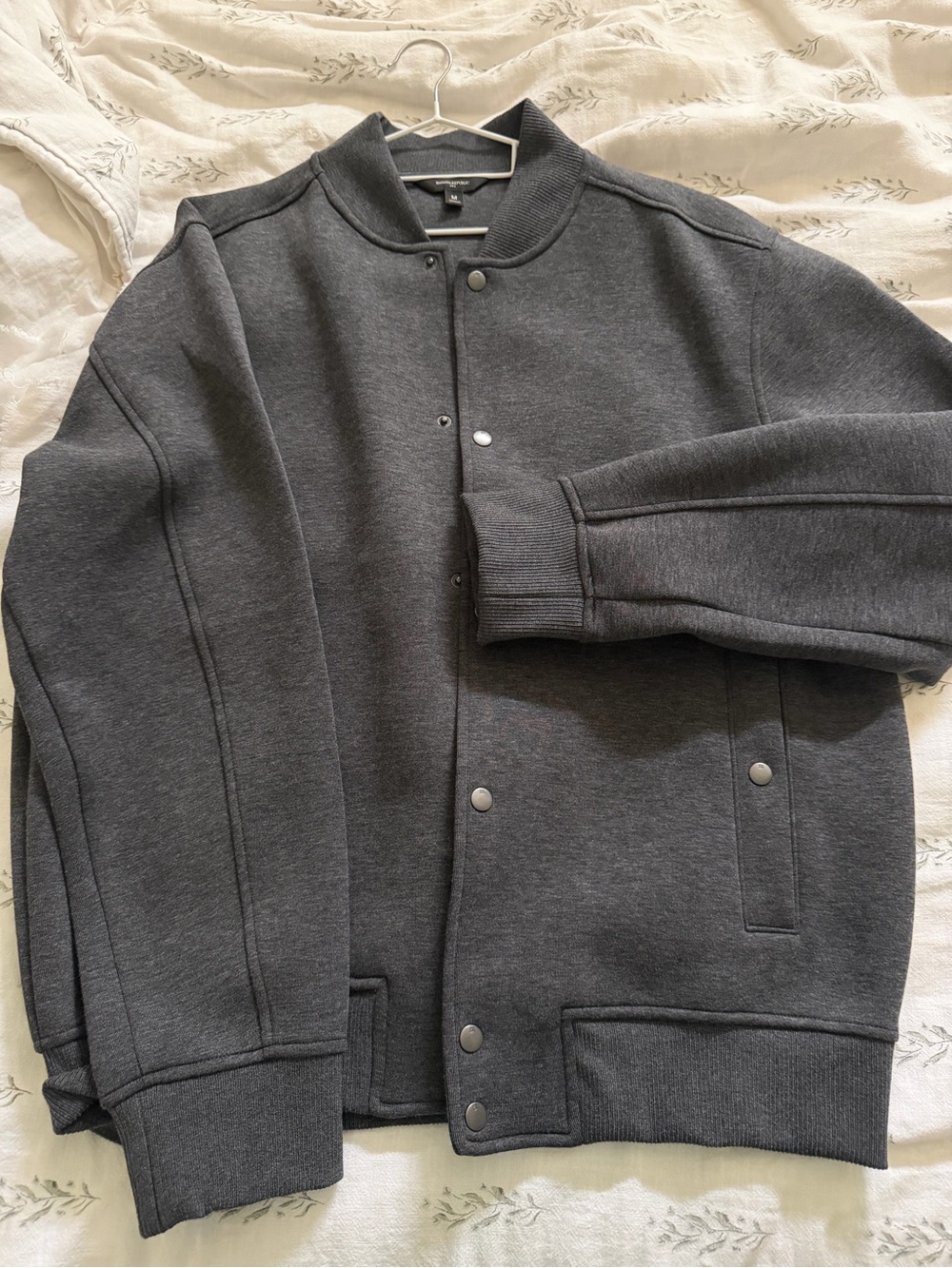 Banana Republic Factory Men’s Dark Charcoal Snap-Front Bomber Jacket
